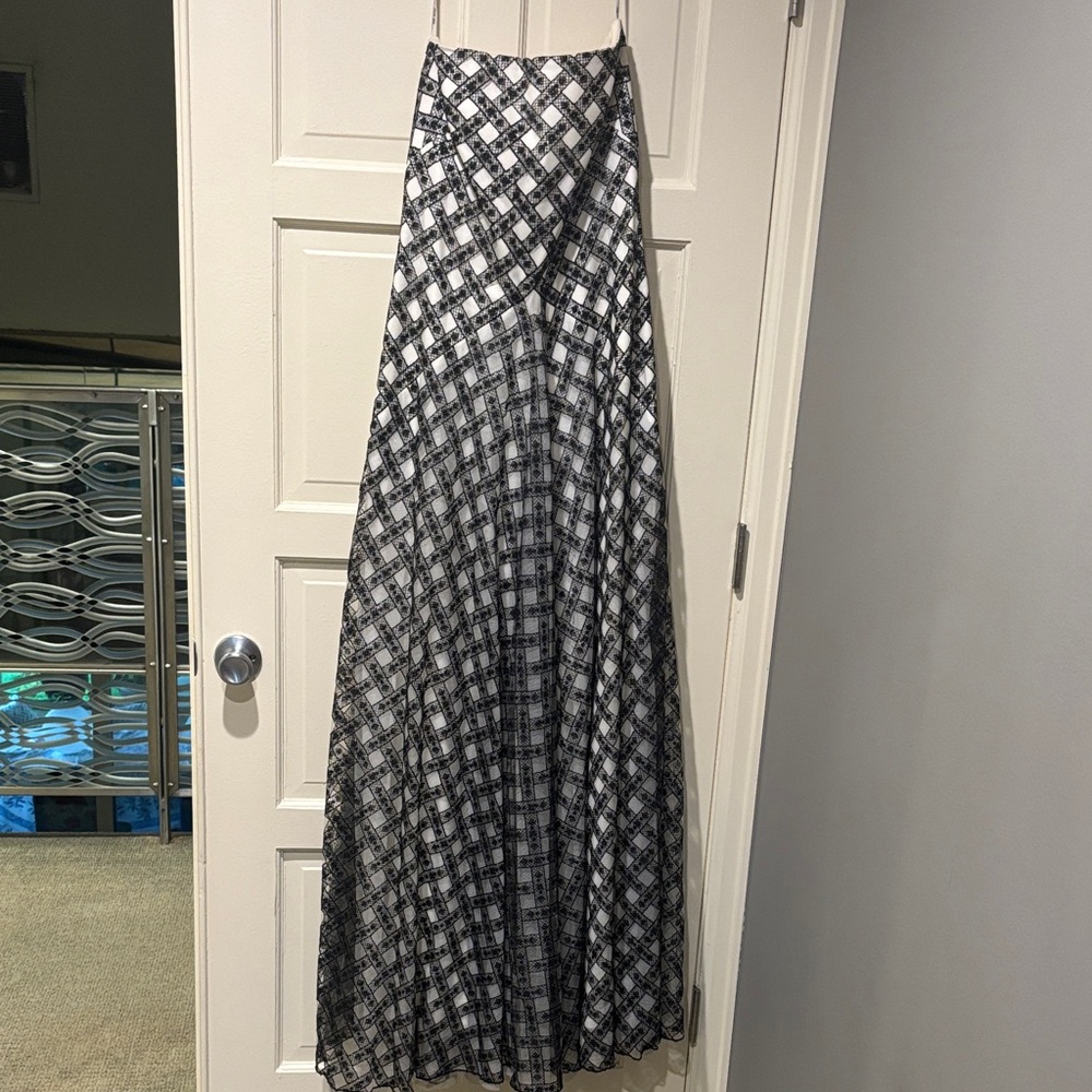 Tadashi Shoji Strapless Black and White Gown